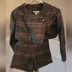 Designer Girls tweed shorts and jacket set size 7 new without tags